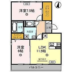 メイプルコート2 2LDKの間取図画像