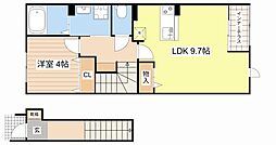 仮称）室町アパート新築工事 2階1LDKの間取り