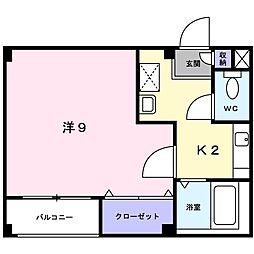 ミドルファンテン 1Kの間取図画像