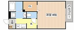 リヴェールK 1Kの間取図画像