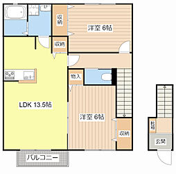 モンソレーユ 2階2LDKの間取り