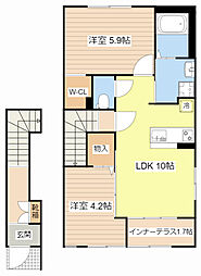 ワーサンライト21 2階2LDKの間取り