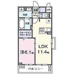 リ:ルーム 東近江 1LDKの間取図画像