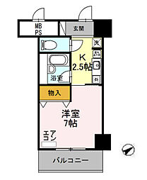 サンタウン竹鼻A棟 1Kの間取図画像
