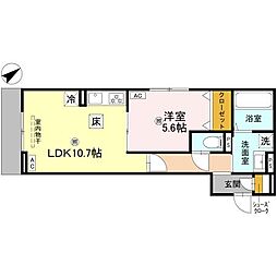 アルタ若竹ビュー 1LDKの間取図画像