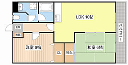コーポ・モーリ 2LDKの間取図画像