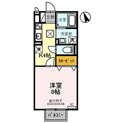 サンローズA 1Kの間取図画像
