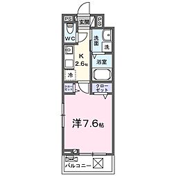 リ:ルーム南草津 1Kの間取図画像