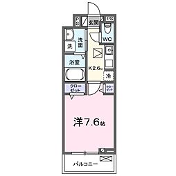リ:ルーム南草津 1Kの間取図画像