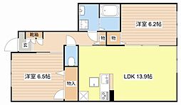 モンレーブ 2LDKの間取図画像