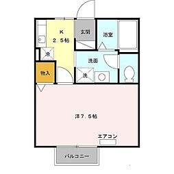 ホワイトクレイン 1Kの間取図画像