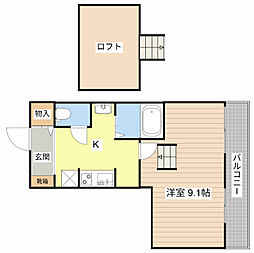 チェリー・ツリー 1Kの間取図画像