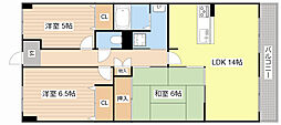 アメニティーRITTO 3LDKの間取図画像