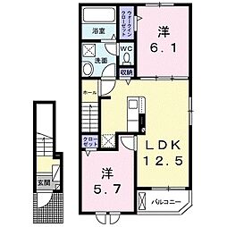グランド ソレイユ 2LDKの間取図画像