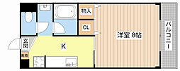 サープラス1ハピネスA 1Kの間取図画像