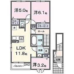 シンシア甲南I 3LDKの間取図画像