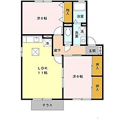 コーポはおりやA 2LDKの間取図画像