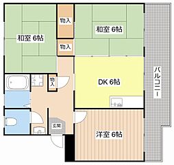東中野ハイツ1 3DKの間取図画像