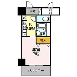 サンタウン竹鼻A棟 1Kの間取図画像