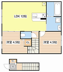 こもれびのグランショコラ 2LDKの間取図画像