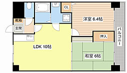 ウエストローズヒル 1階2LDKの間取り