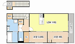 アマネクイースト 2階2LDKの間取り