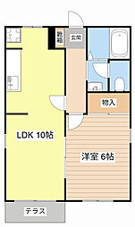 プロパティカオル2 1階1LDKの間取り