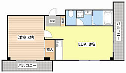 旭ビル 2階1LDKの間取り