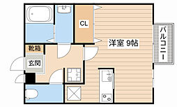 ユリシス 103 1階ワンルームの間取り