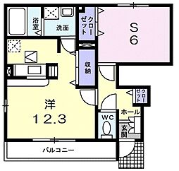 ポラリス 1階1LDKの間取り
