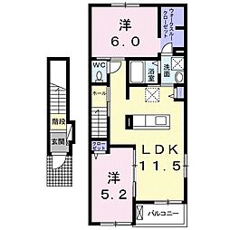 サクラ平II 2階2LDKの間取り