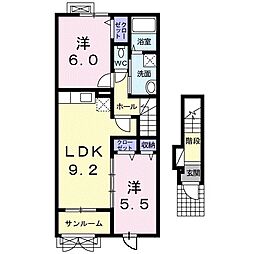 ラポール 2LDKの間取図画像