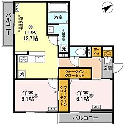 アルタ若竹ビュー 2LDKの間取図画像