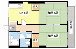 藤井ハイツ 2DKの間取図画像