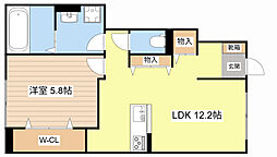 ボンヌエトワール 1階1LDKの間取り
