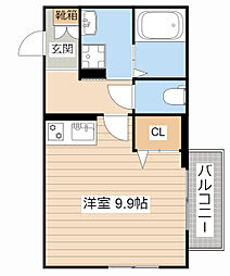 京町エンジェル 2階ワンルームの間取り
