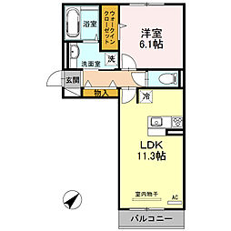 TGardenResidence 1LDKの間取図画像