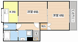 コーポラスみやび 2Kの間取図画像