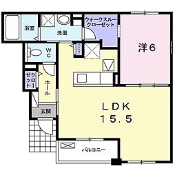 リヴァーサイド中藪 1LDKの間取図画像