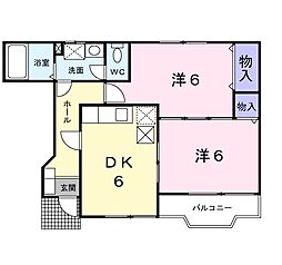 メゾンシュート・ドー 2DKの間取図画像