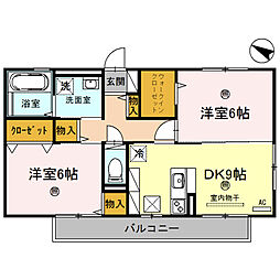花水木 2DKの間取図画像