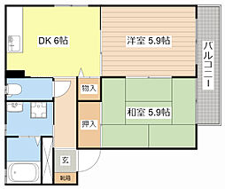 Lacドミール 2DKの間取図画像