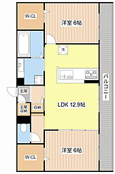シルトクレーテB 2LDKの間取図画像