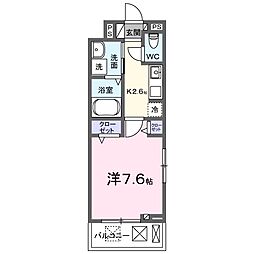 アロッジオ瀬田 1Kの間取図画像