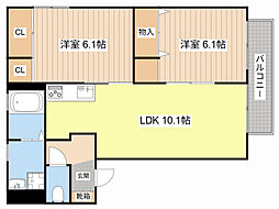 マピエスA 2LDKの間取図画像