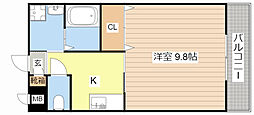 メゾン小西名坂1 1Kの間取図画像