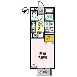 パリオ菅沼B棟 1Kの間取図画像