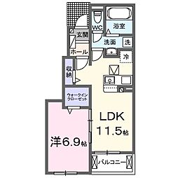 アイプレイス彦根I 1LDKの間取図画像