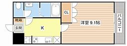 プランドール紫香楽 1Kの間取図画像