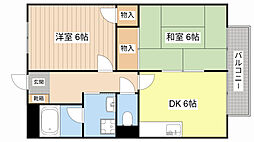 エクセル南天保 2DKの間取図画像